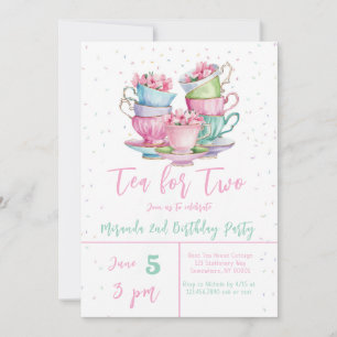 Tea for Two Elegant Girl's Birthday Party Invitation