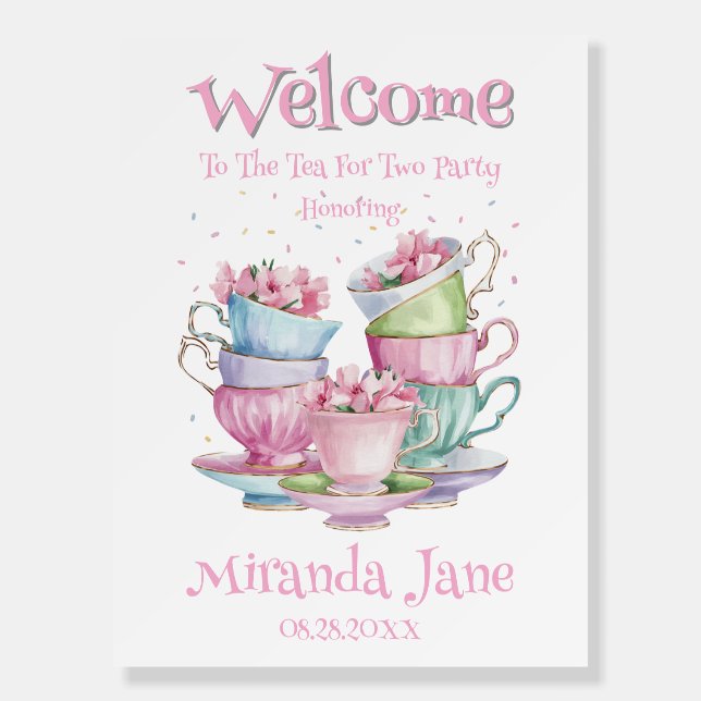 Tea for Two Elegant Girl's Party Welcome Sign (Front)