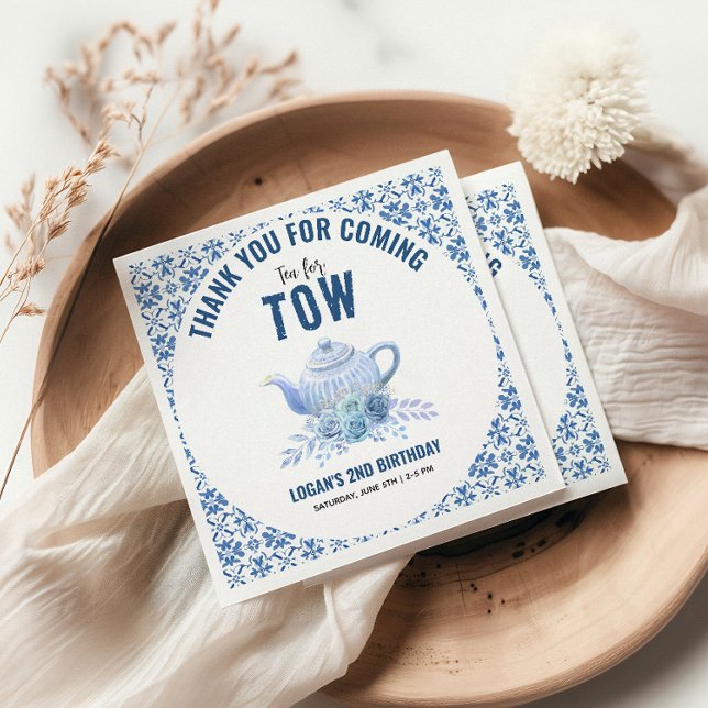 Tea for Two – Floral 2nd Birthday Party Napkins (Creator Uploaded)