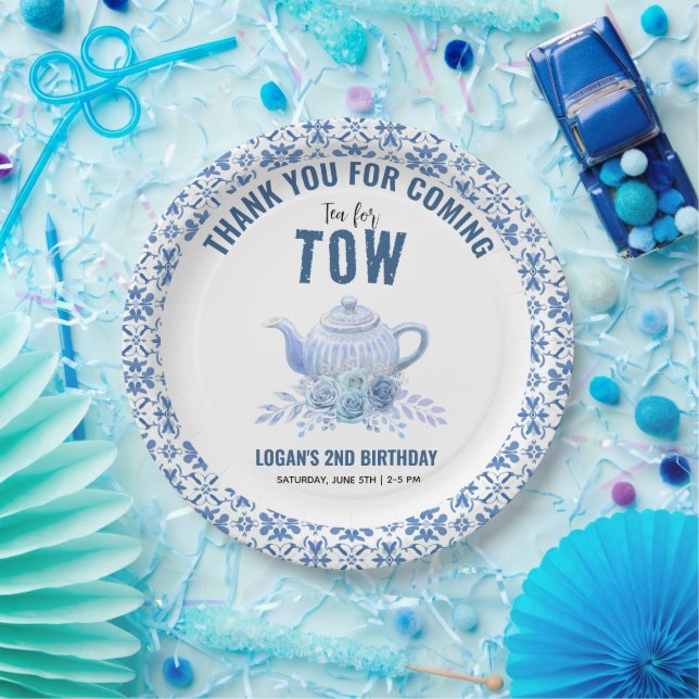 Tea for Two – Floral 2nd Birthday Party Paper Plates (Party)