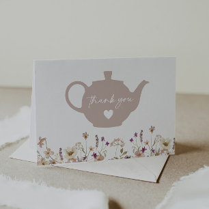Tea For Two Floral Birthday Thank You Card
