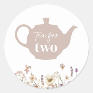 Tea For Two Floral Classic Round Sticker
