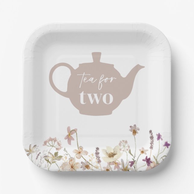 Tea For Two Floral Paper Plates (Front)