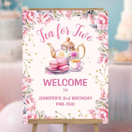 Tea For Two Girl Pink 2nd Birthday Tea Party Foam Board