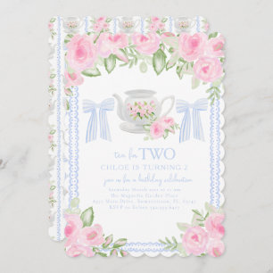 Tea for Two Grandmillennial Birthday Invitation