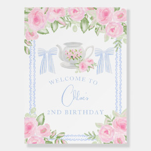 Tea for Two Grandmillennial Birthday Invitation Foam Board