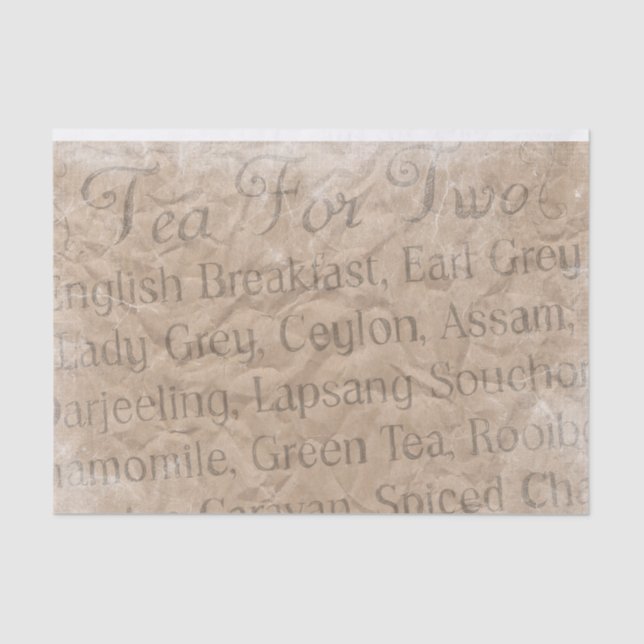 Tea for Two Handwriting on Textured Parchment Tissue Paper (Front)