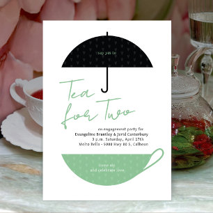 Tea for Two Modern Mint Green Tea Party Invitation