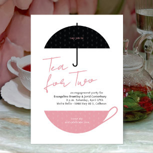 Tea for Two Modern Pink Tea Party Invitation