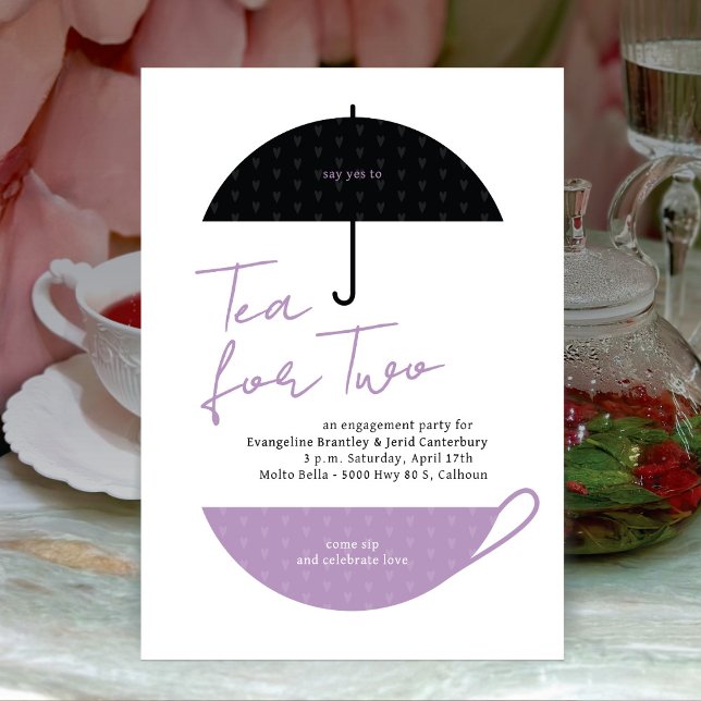 Tea for Two Modern Purple Tea Party Invitation (Creator Uploaded)