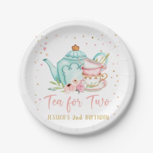 Tea for Two Party Floral Tea Girl Birthday Party Paper Plates