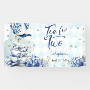 Tea for two, second birthday for kids banner