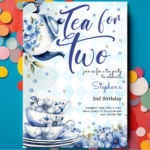 Tea for two, second birthday for kids invitation