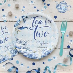 Tea for two, second birthday for kids paper plates