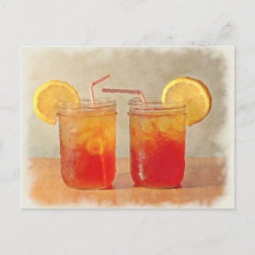 Tea for Two Southern Style Mason Jars of Sweet Tea Postcard