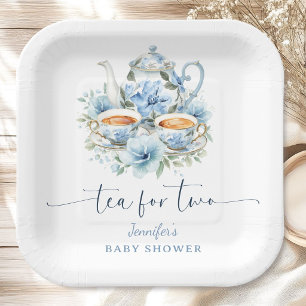 Tea for Two Tea Baby Shower Boy Blue Floral Paper Plates