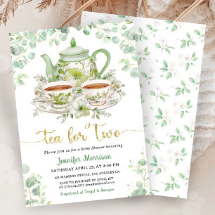 Tea for Two Tea Baby Shower Twins Gender Neutral  Invitation
