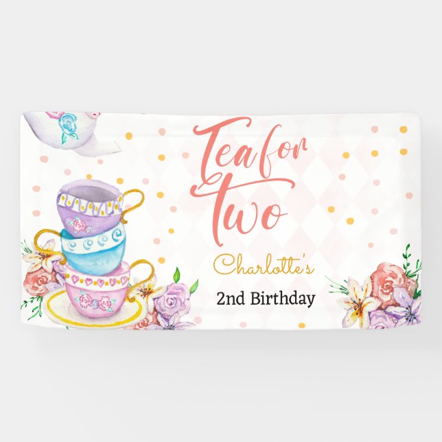 Tea for two, tea birthday banner (Horizontal)