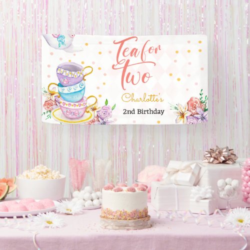 Tea for two tea birthday banner