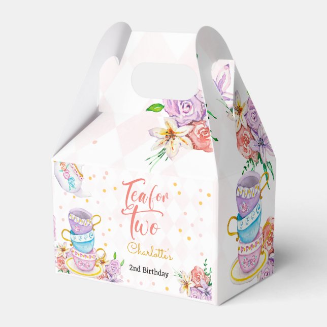 Tea for two, tea birthday favor boxes (Front Side)