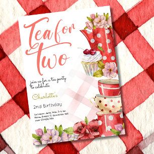 Tea for two, tea flowery birthday invitation