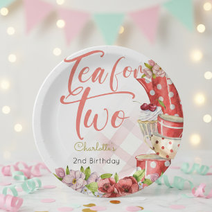 Tea for two, tea flowery birthday paper plates