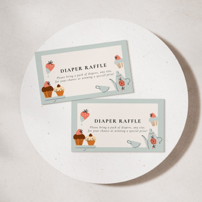 Tea for Two | Tea Party Baby Shower Diaper Raffle Enclosure Card (Creator Uploaded)