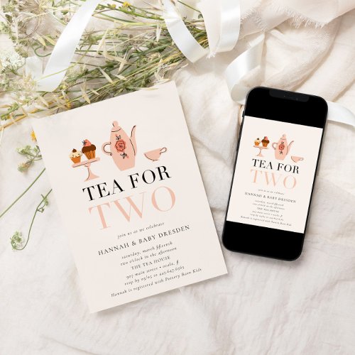 Tea for Two  Tea Party Baby Shower Invitation