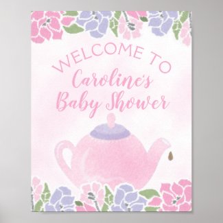 Tea for Two Tea Party Baby Shower Welcome Sign