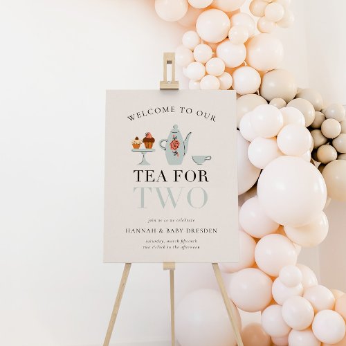 Tea for Two  Tea Party Blue Baby Shower Foam Board