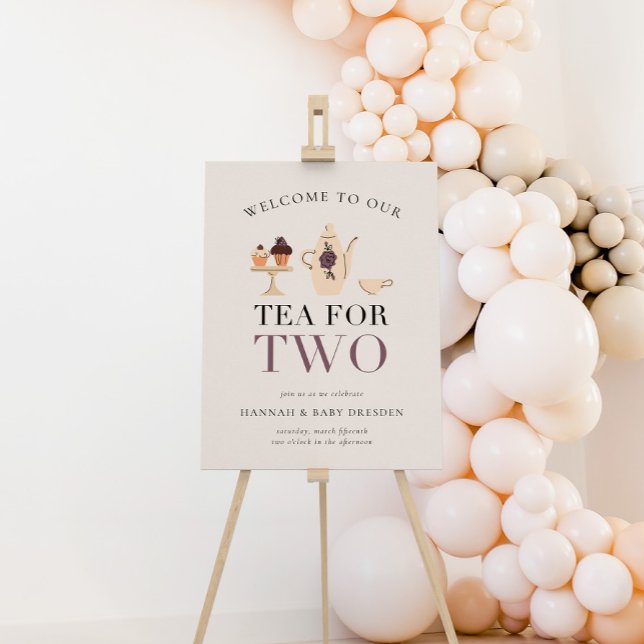 Tea for Two | Tea Party Purple Baby Shower Foam Board (Creator Uploaded)