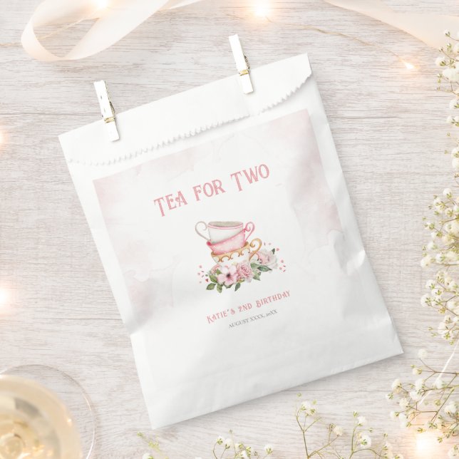 Tea For Two Teacups Theme  Favor Bag (Clipped)