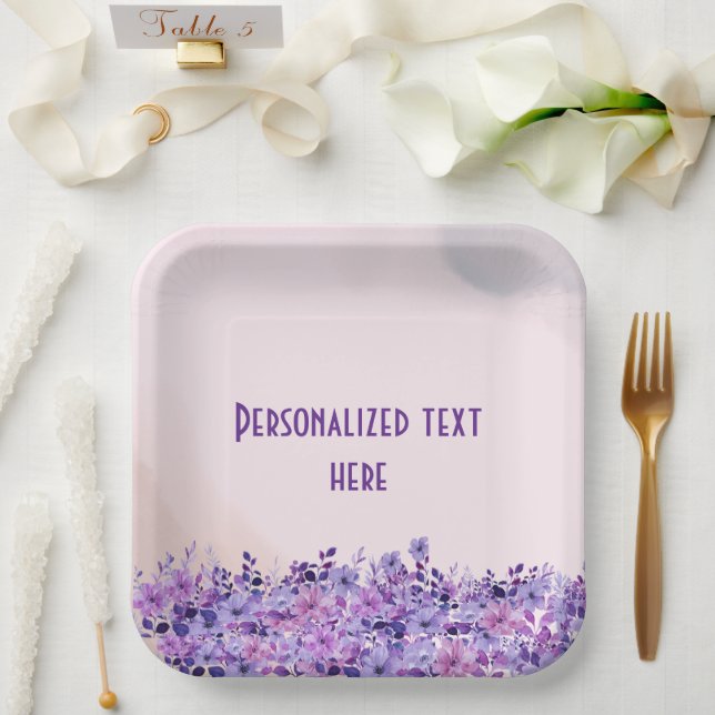 Tea for Two Twins Floral Baby Shower Paper Plates (Wedding)