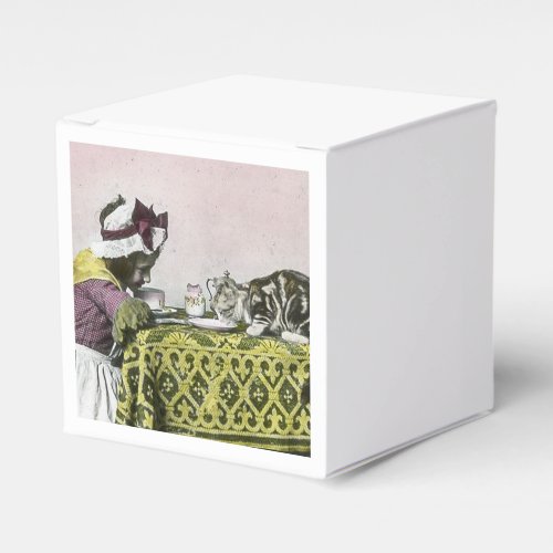 Tea for Two Victorian Girl and Kitty Cat Tea Party Favor Boxes