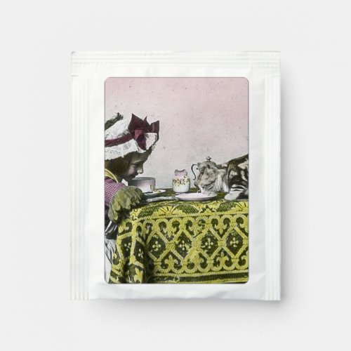 Tea for Two Victorian Girl and Kitty Cat Tea Party Tea Bag Drink Mix