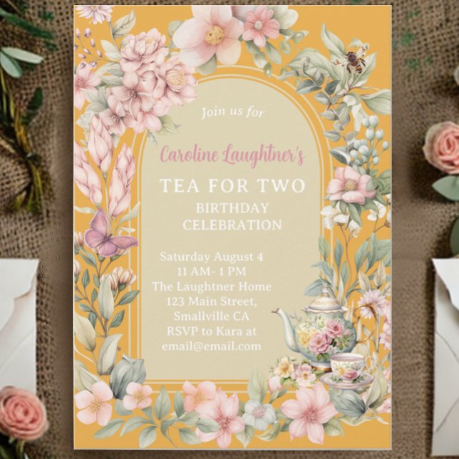Tea For Two Wildflower Garden Birthday Invitation (Creator Uploaded)