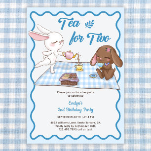 Tea for Two Year Old Animal Tea Party 2nd Birthday Invitation