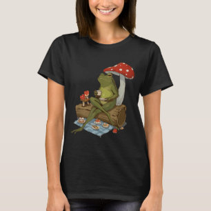 Tea Frog Mushroom Cnic Cute Nature Aesthetic Cotta T-Shirt