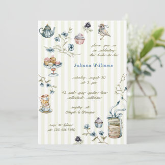 Tea Garden Floral Watercolor Bridal Shower Invitation