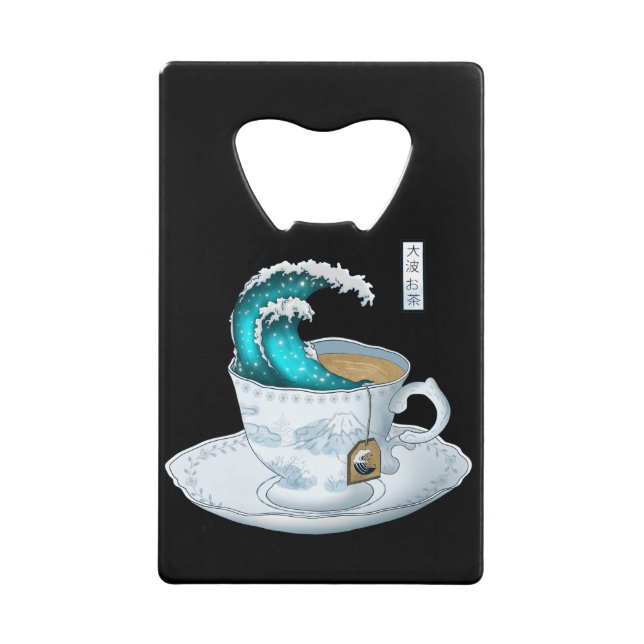 Tea Great Wave Off Kanagawa Credit Card Bottle Opener (Front)