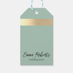Tea Green Gold Foil Rustic Faux  Gift Tags
