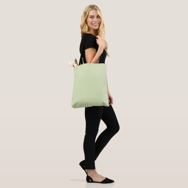Tea Green Solid Blank Color Tote Bag (On Model)