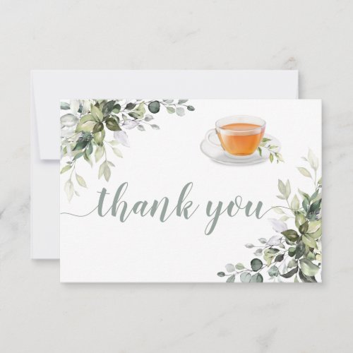 Tea Greenery Flat Thank You Card
