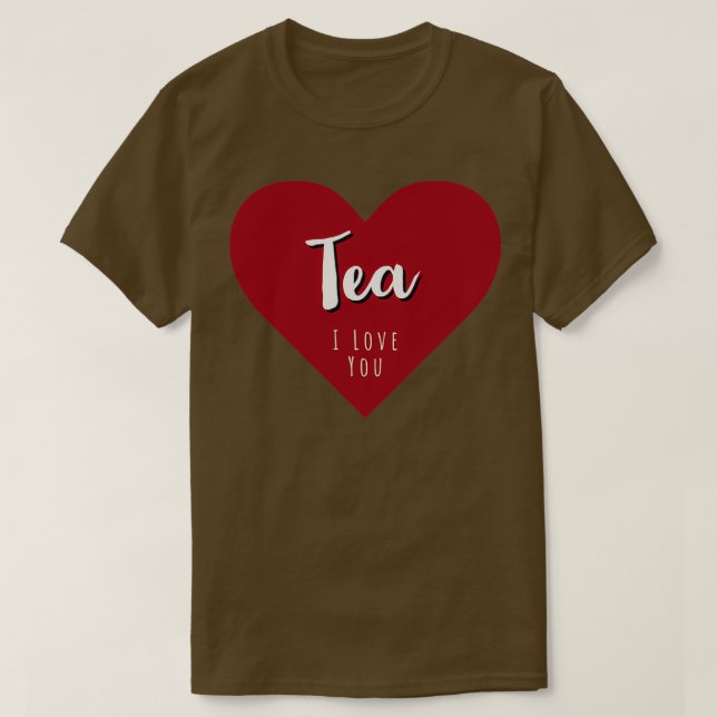 Tea I Love You Retro Deep Red Heart T-Shirt (Design Front)