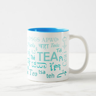 Tea in Every Language Mug in Blue