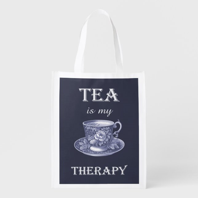 Tea Is My Therapy Grocery Bag (Front)
