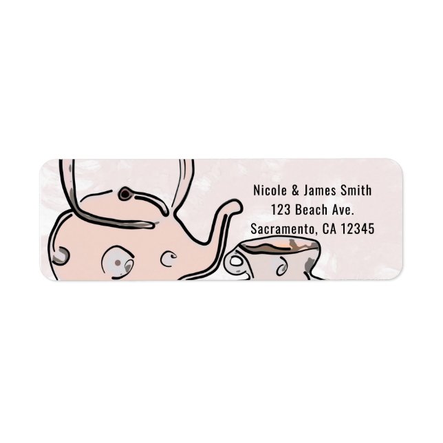 Tea Kettle Party Modern Chic Invitation Label (Front)
