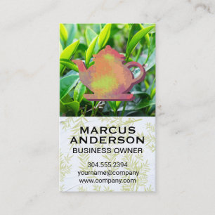 Tea Leaf Fields Tea Pot Logo Business Card