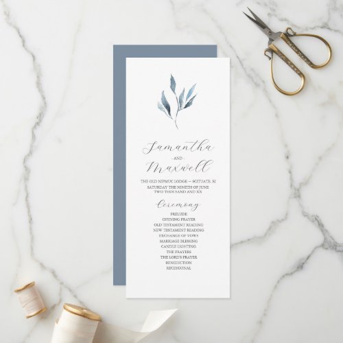 Tea Length Wedding Program Template Dusty Blue