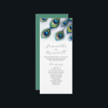 Tea Length Wedding Program Template Peacock<br><div class="desc">This tea length wedding program template feature unique watercolor peacock feathers in shades of royal blue, green and purple. Use the template fields to add your order of service. The card reverses to a solid matching color. To see more wedding themes like this visit www.zazzle.com/dotellabelle By Victoria Grigaliunas of Do...</div>